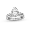 Thumbnail Image 1 of 2 CT. T.W. Pear-Shaped Certified Lab-Created Diamond Frame Bridal Set in 14K White Gold (F/VS2)