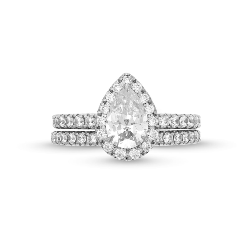 2 CT. T.W. Pear-Shaped Certified Lab-Created Diamond Frame Bridal Set in 14K White Gold (F/VS2)