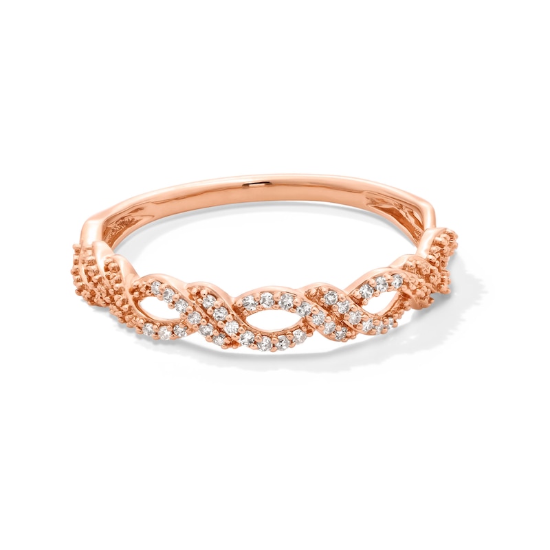 Main Image 1 of 1/15 CT. T.W. Diamond Double Twist Stackable Anniversary Band in 10K Rose Gold