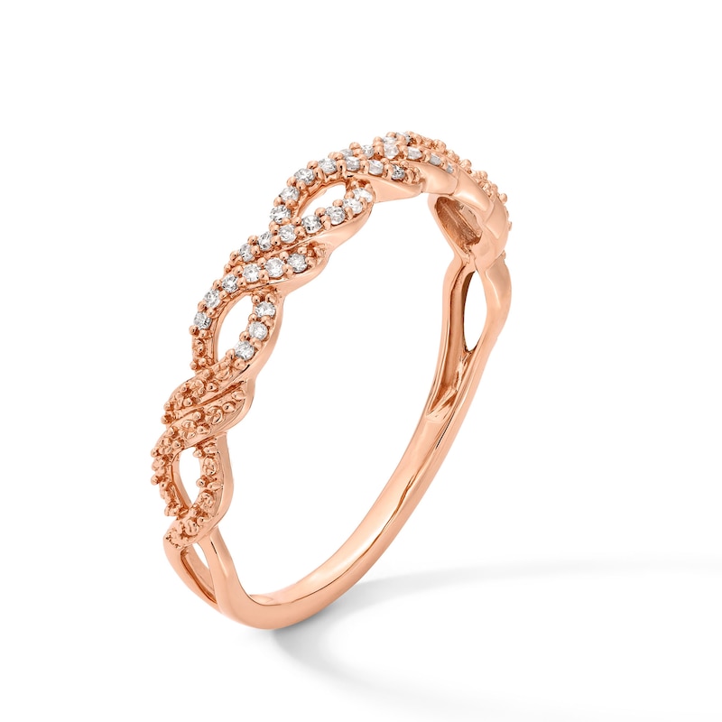 Main Image 3 of 1/15 CT. T.W. Diamond Double Twist Stackable Anniversary Band in 10K Rose Gold