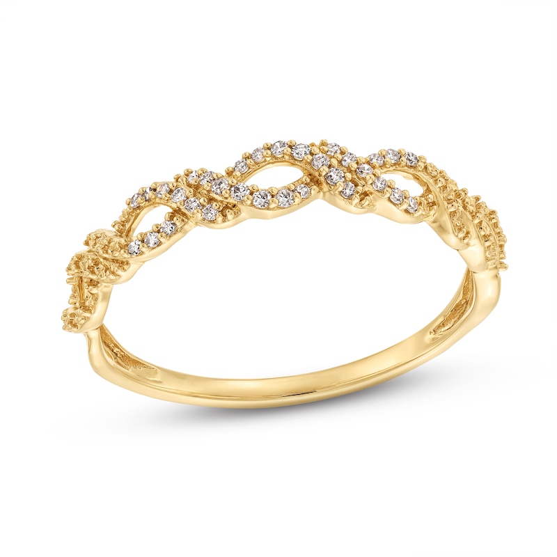 Main Image 1 of 1/15 CT. T.W. Diamond Double Twist Stackable Anniversary Band in 10K Gold