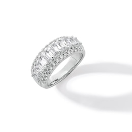 3 CT. T.W. Emerald-Cut Certified Lab-Created Diamond Border Triple Row Anniversary Band in 14K White Gold (F/VS2)