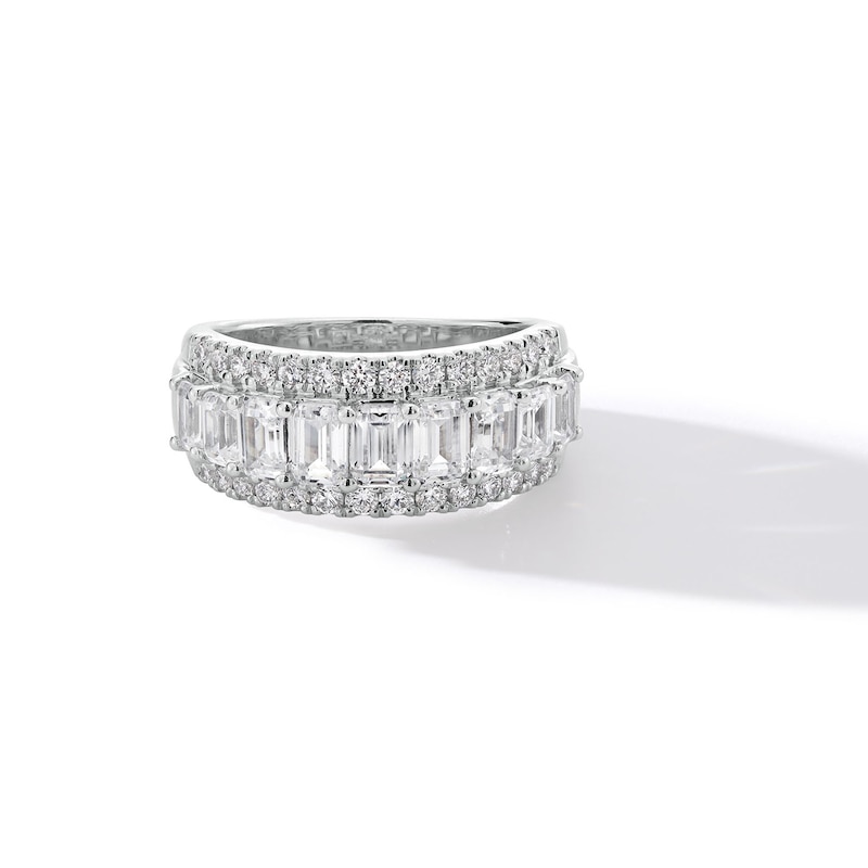 Main Image 3 of 3 CT. T.W. Emerald-Cut Certified Lab-Created Diamond Border Triple Row Anniversary Band in 14K White Gold (F/VS2)