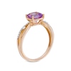 Thumbnail Image 3 of 7.0mm Cushion-Cut Amethyst and 1/10 CT. T.W. Diamond Loop Shank Ring in 10K Rose Gold