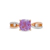 Thumbnail Image 4 of 7.0mm Cushion-Cut Amethyst and 1/10 CT. T.W. Diamond Loop Shank Ring in 10K Rose Gold