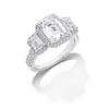 Thumbnail Image 1 of 4-1/2 CT. T.W. Emerald-Cut Certified Lab-Created Diamond Frame Three Stone Engagement Ring in 14K White Gold (F/VS2)