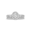 Thumbnail Image 4 of 1/2 CT. T.W. Oval-Shaped Multi-Diamond Frame Collar Vintage-Style Bridal Set in 10K White Gold