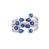 Thumbnail Image 3 of Multi-Shaped Blue and White Lab-Created Sapphire Multi-Row Open Shank Wrap Ring in Sterling Silver