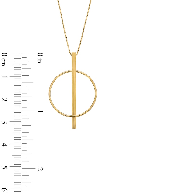 Main Image 4 of Circle Bar Pendant in Hollow 14K Gold