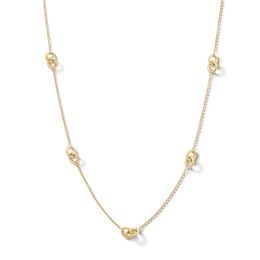 Interlocking Circles Station Chain Necklace in Hollow 14K Gold