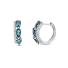 Thumbnail Image 0 of Pear-Shaped London Blue Topaz and 1/15 CT. T.W. Diamond Double Row Hoop Earrings in 10K White Gold