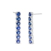 Thumbnail Image 0 of 4.0mm Blue Lab-Created Sapphire Seven Stone Linear Drop Earrings in Sterling Silver