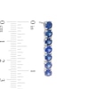 Thumbnail Image 2 of 4.0mm Blue Lab-Created Sapphire Seven Stone Linear Drop Earrings in Sterling Silver