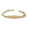 Thumbnail Image 0 of Graduated Double Curb Link Bracelet in Hollow 10K Gold - 7.5”