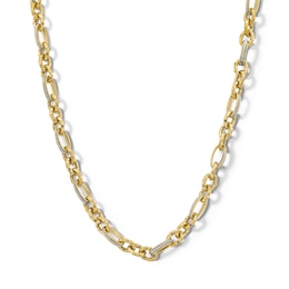 Diamond-Cut Alternating Glitter Link Chain Necklace in Hollow 10K Gold