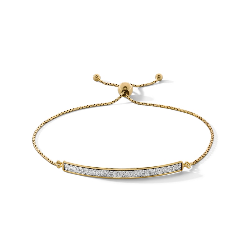 Main Image 1 of Glitter Enamel Bar Bolo Bracelet in Hollow 10K Gold - 9.5”