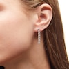 Thumbnail Image 2 of 4.0mm White Lab-Created Sapphire Seven Stone Linear Drop Earrings in Sterling Silver