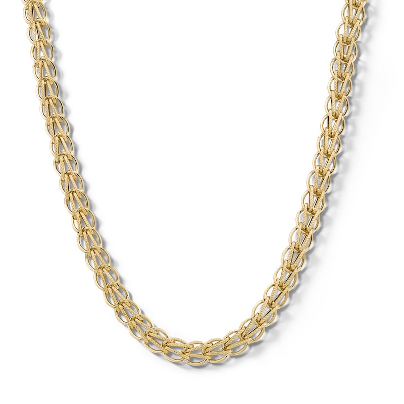 8.9mm Circle Arrow Link Chain Necklace in Hollow 10K Gold