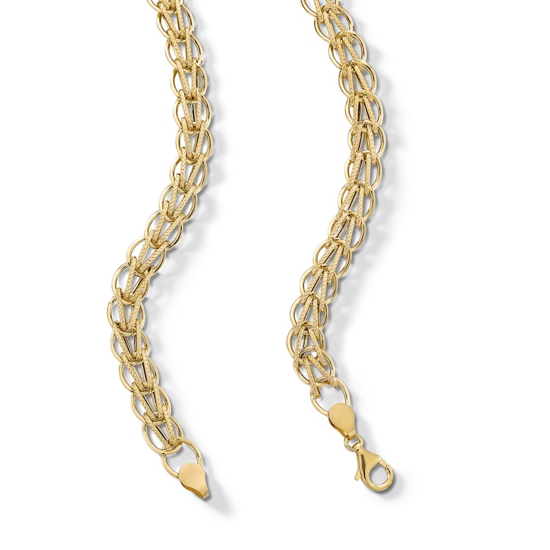 8.9mm Circle Arrow Link Chain Necklace in Hollow 10K Gold