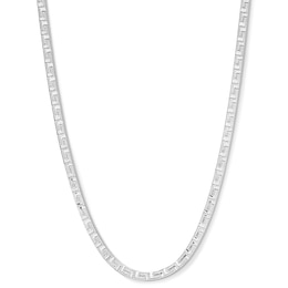 3.5mm Diamond-Cut Greek Key Herringbone Chain Necklace in Solid Sterling Silver