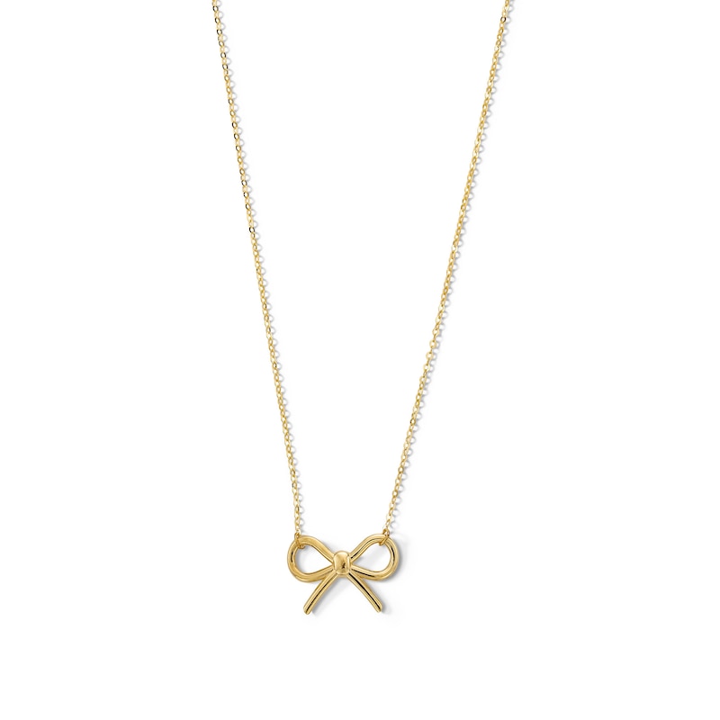 Bow Necklace in Solid 14K Gold