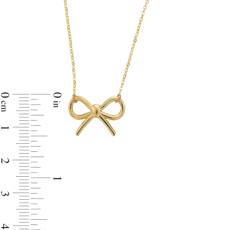 Bow Necklace in Solid 14K Gold