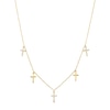 Thumbnail Image 1 of 1/10 CT. T.W. Diamond and Polished Alternating Cross Dangle Station Necklace in 10K Gold