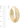 Thumbnail Image 1 of 25.0mm Four Row Twist Hoop Earrings in Hollow 10K Gold