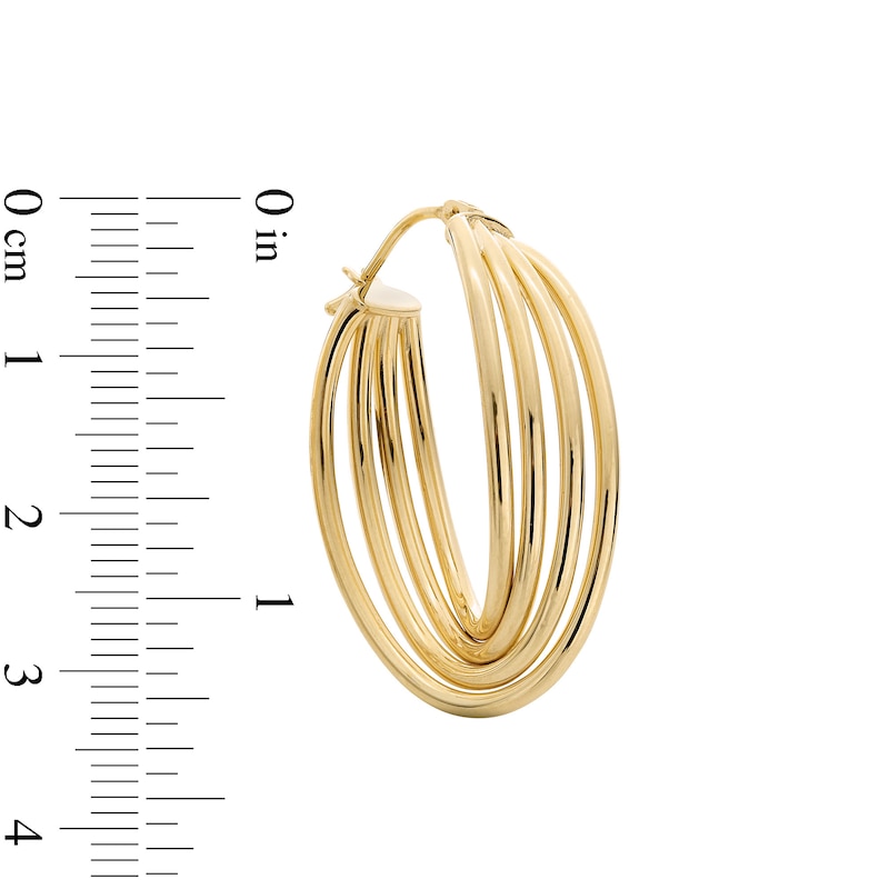 25.0mm Four Row Twist Hoop Earrings in Hollow 10K Gold