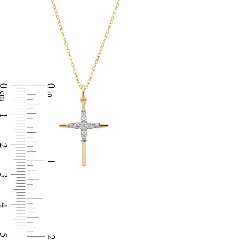 1/10 CT. T.W. Diamond Miracle Graduated Cross Pendant in Sterling Silver with 14K Gold Plate