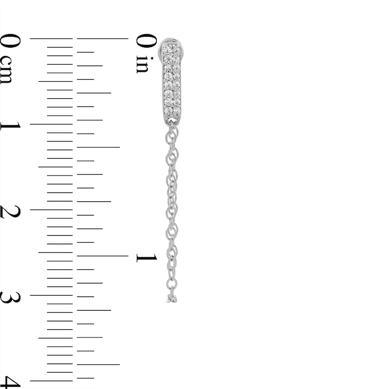 Main Image 3 of 1/10 CT. T.W. Diamond Double Row Bar Chain Drop Front/Back Earrings in 10K White Gold