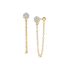 1/5 CT. T.W. Multi-Diamond Chain Drop Front/Back Earrings in 10K Gold