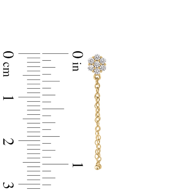 Main Image 3 of 1/5 CT. T.W. Multi-Diamond Chain Drop Front/Back Earrings in 10K Gold