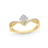 Thumbnail Image 0 of 1/5 CT. T.W. Multi-Diamond Chevron Split Shank Promise Ring in 10K Gold