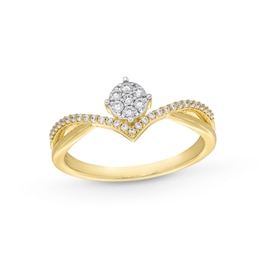 1/5 CT. T.W. Multi-Diamond Chevron Split Shank Promise Ring in 10K Gold