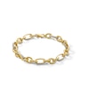 Thumbnail Image 1 of Diamond-Cut Alternating Glitter Link Chain Bracelet in Hollow 10K Gold - 7.75”