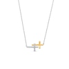 Thumbnail Image 0 of 1/6 CT. T.W. Diamond and Polished Double Sideways Cross Necklace in 10K Two-Tone Gold