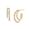 Thumbnail Image 0 of 1/3 CT. T.W. Diamond Split Double Row Open Hoop Earrings in 10K Gold