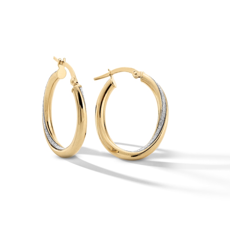 Main Image 1 of 34.0mm Glitter Enamel Twist Hoop Earrings in Hollow 10K Gold