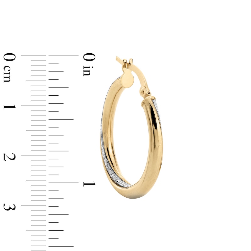 34.0mm Glitter Enamel Twist Hoop Earrings in Hollow 10K Gold