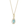 Thumbnail Image 0 of Marquise Swiss Blue Topaz and 1/5 CT. T.W. Diamond Infinity Twist Pendant in 10K Gold