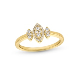 1/6 CT. T.W. Marquise-Shaped Multi-Diamond Frame Three Stone Promise Ring in 10K Gold