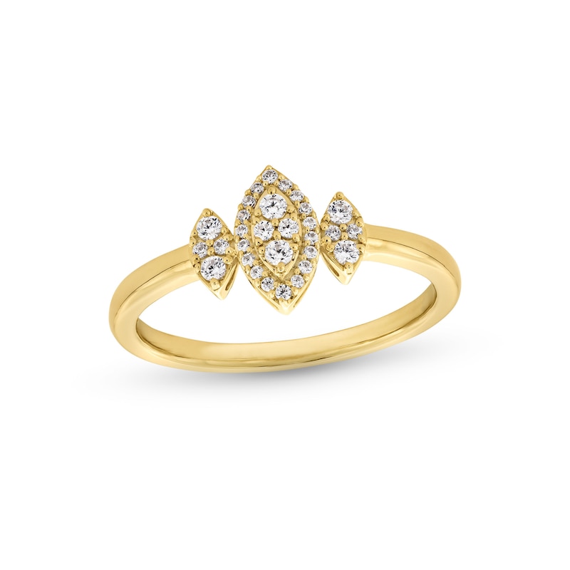 1/6 CT. T.W. Marquise-Shaped Multi-Diamond Frame Three Stone Promise Ring in 10K Gold