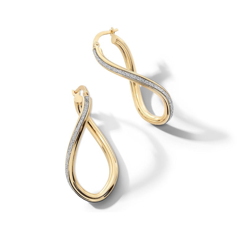 Main Image 1 of 40.0mm Glitter Enamel Twist Teardrop Hoop Earrings in Hollow 10K Gold