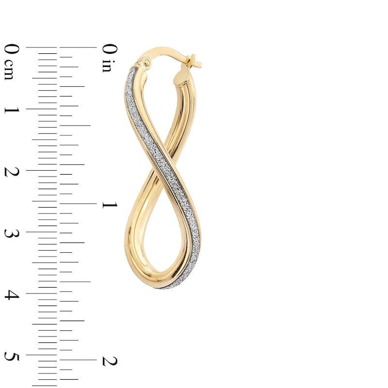 Main Image 2 of 40.0mm Glitter Enamel Twist Teardrop Hoop Earrings in Hollow 10K Gold