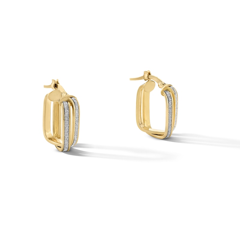 Main Image 1 of 20.0mm Glitter Enamel Twist Square Hoop Earrings in Hollow 10K Gold