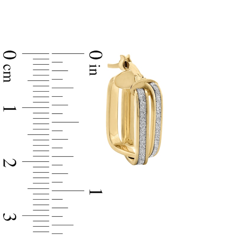 Main Image 2 of 20.0mm Glitter Enamel Twist Square Hoop Earrings in Hollow 10K Gold