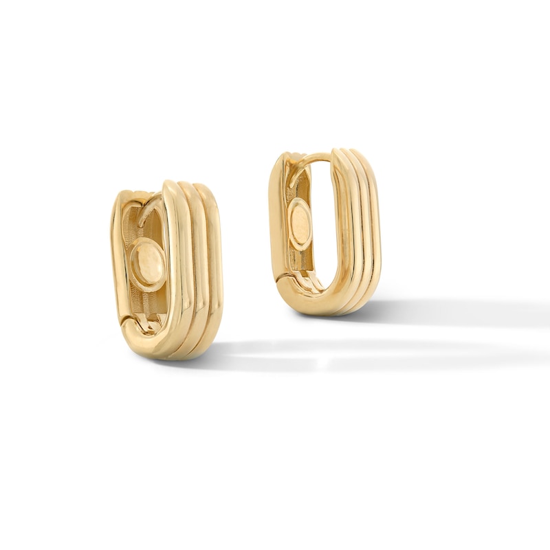 17.6mm Geometric Triple Row Hoop Earrings in Semi-Solid 10K Gold