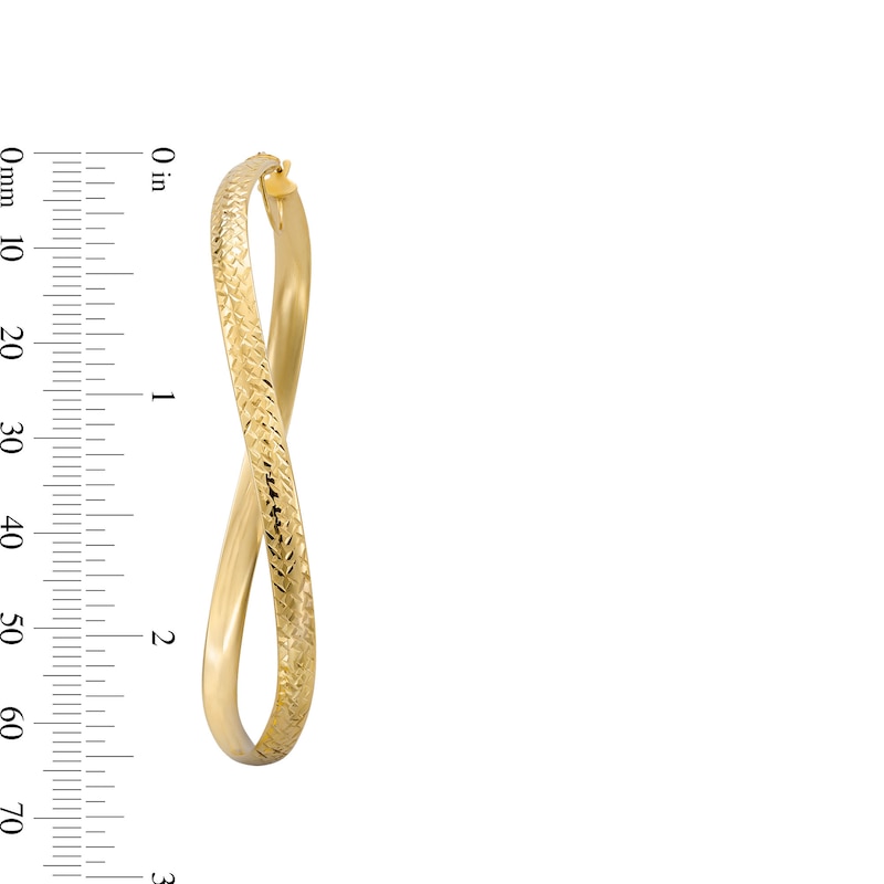 Main Image 3 of 60.0mm Diamond-Cut Twist Wave Hoop Earrings in Hollow 10K Gold