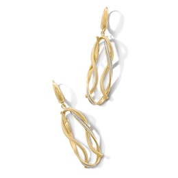 Glitter Enamel Rope-Textured Twist Drop Earrings in Hollow 10K Gold